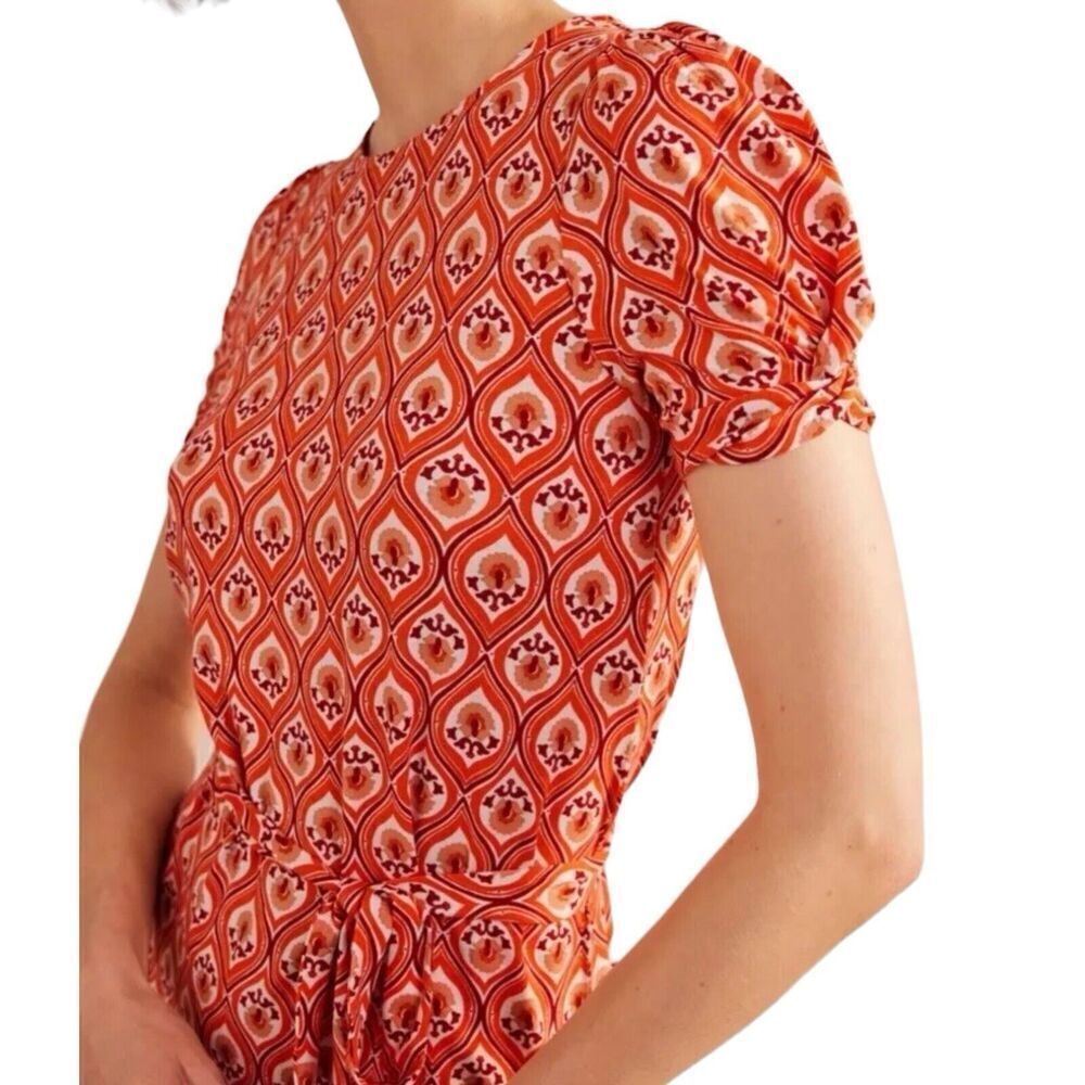 Boden Dress Women’s 6 Geometric Print Jersey Short Sleeve Orange - Picture 6 of 11